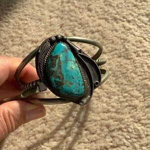 Turquoise stone cuff bracelet